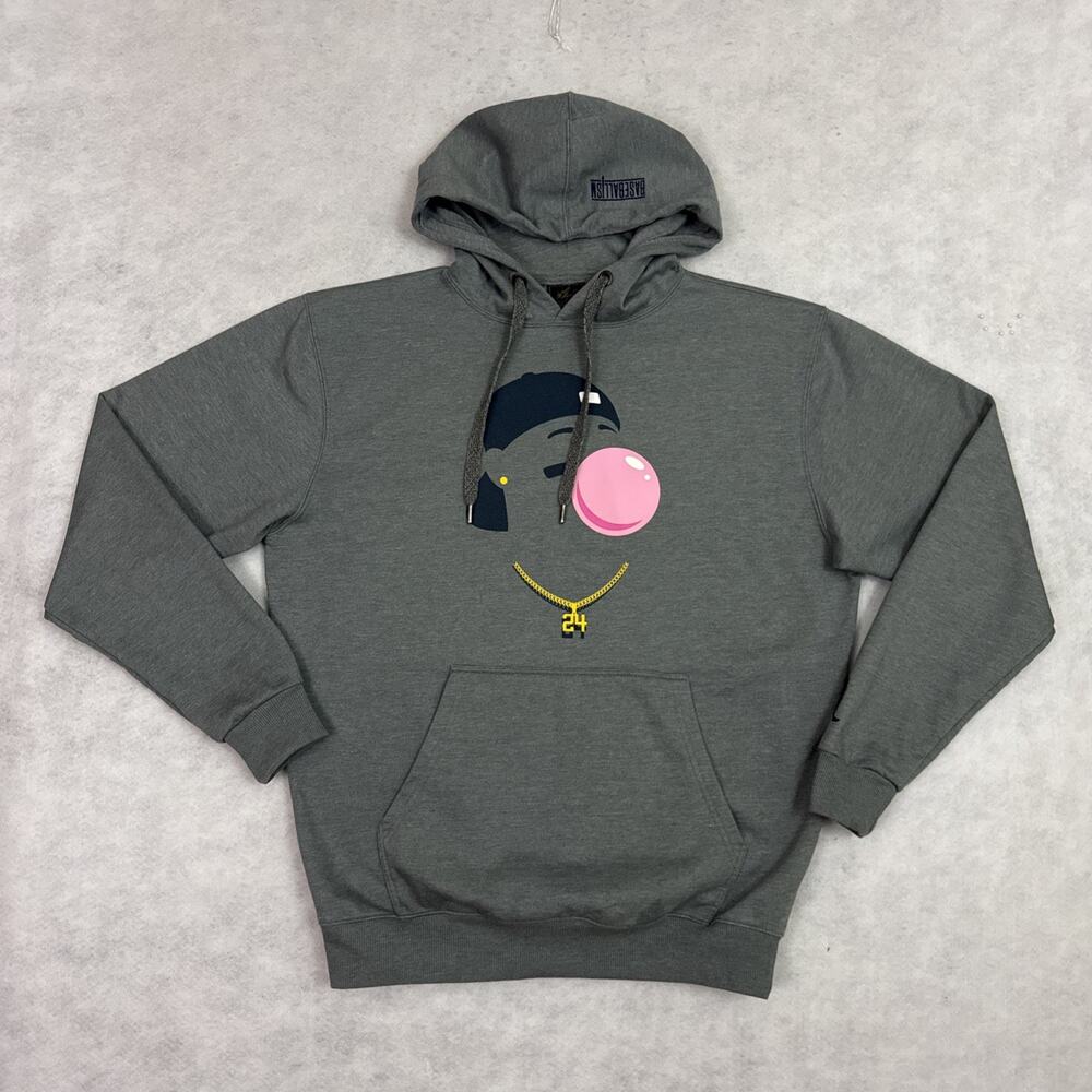 Ken Griffey Jr Hoodie M Gray Your Favorite Player Bubble Gum Gold #24 The Kid - Picture 3 of 15